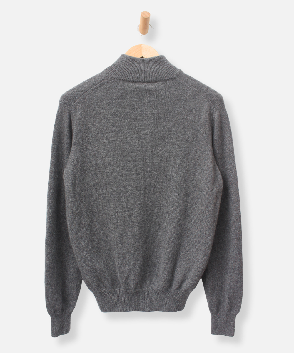 Grey Cashmere Half Zip Jumper