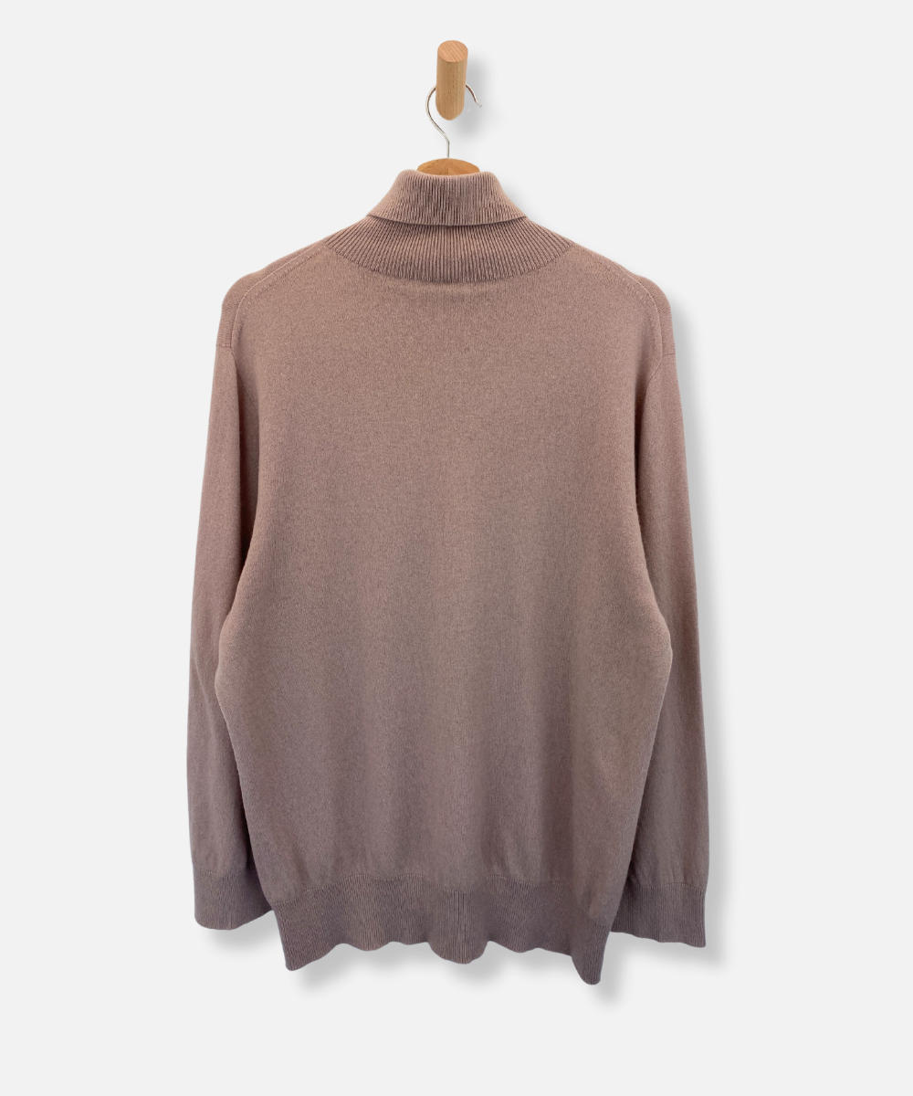 Dusty Pink Cashmere Roll Neck Jumper by Johnstons of Elgin