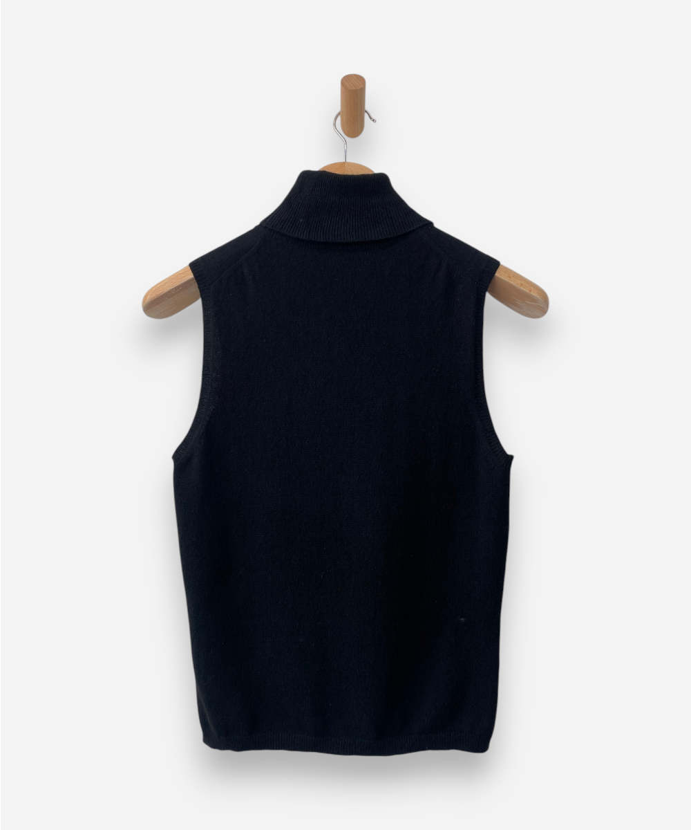 Black Cashmere Roll Neck Vest by Ann Taylor