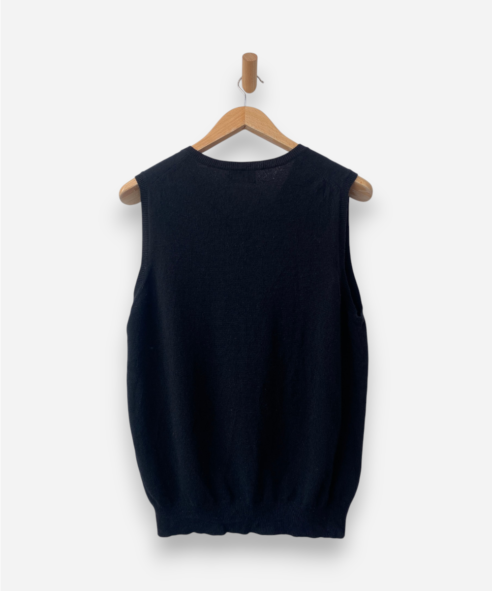 Black Cashmere V Neck Vest by PURE Collection