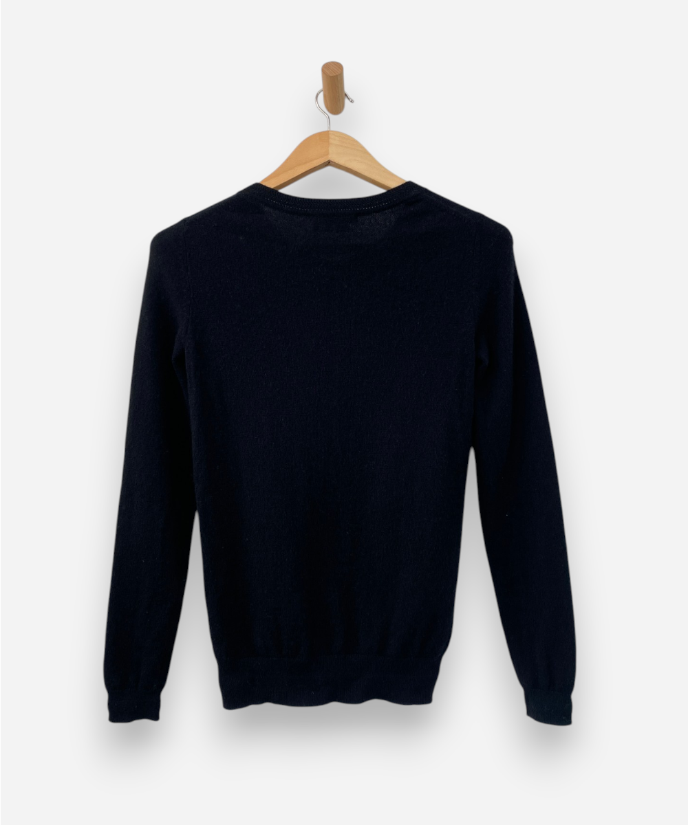 Black Cashmere Crew Neck Cardigan by Boden