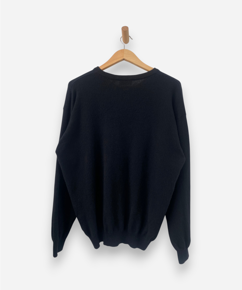 Black Cashmere V Neck Jumper by Enzo Mantovani