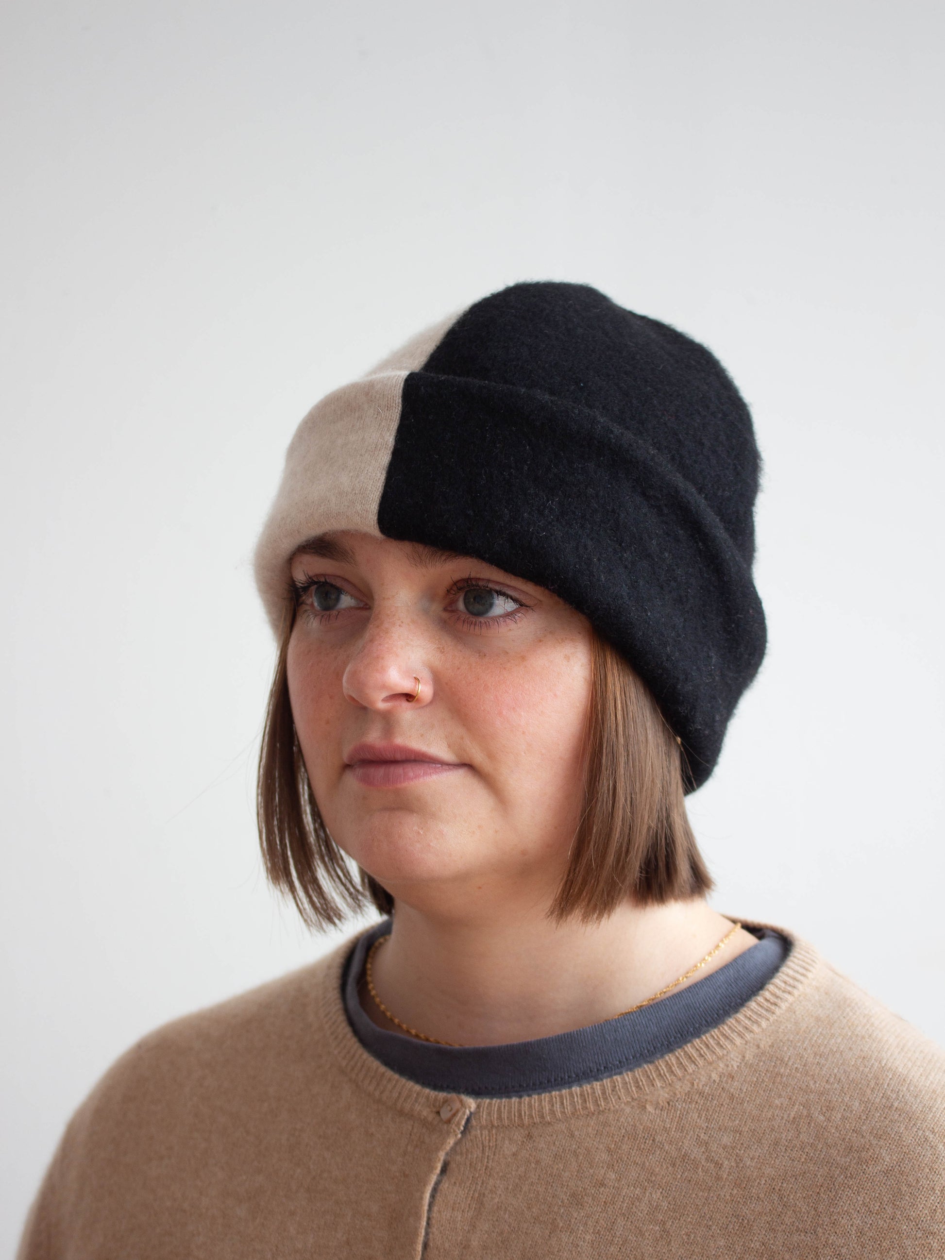 Recycled cashmere beanie hat