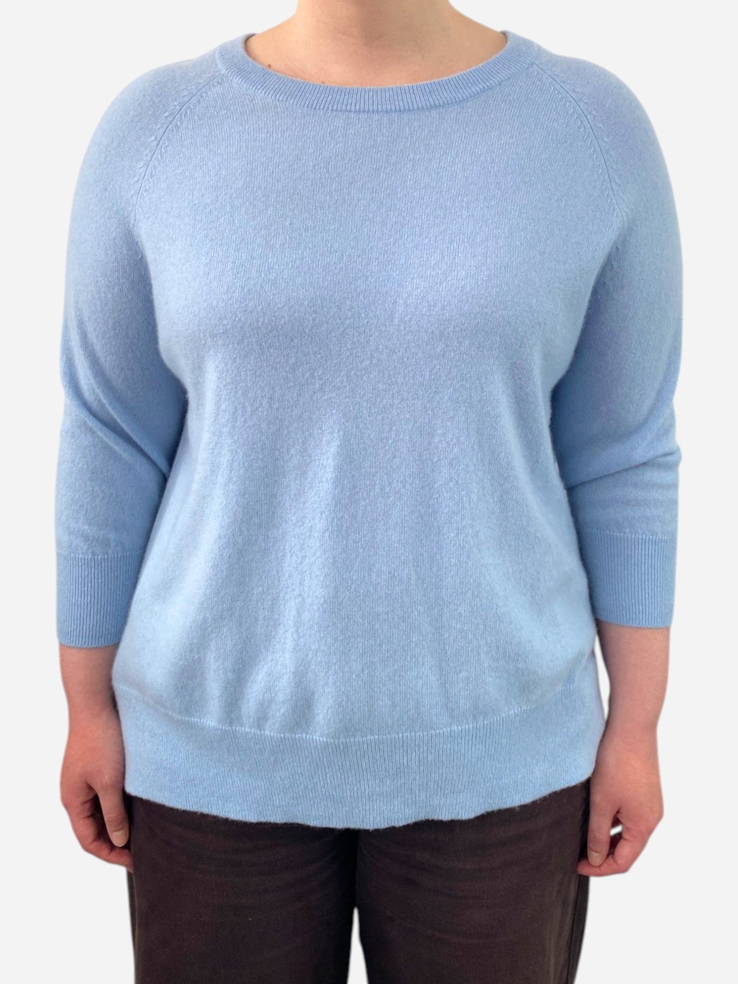 Blue Cashmere Crew Neck Jumper by Rena Marx