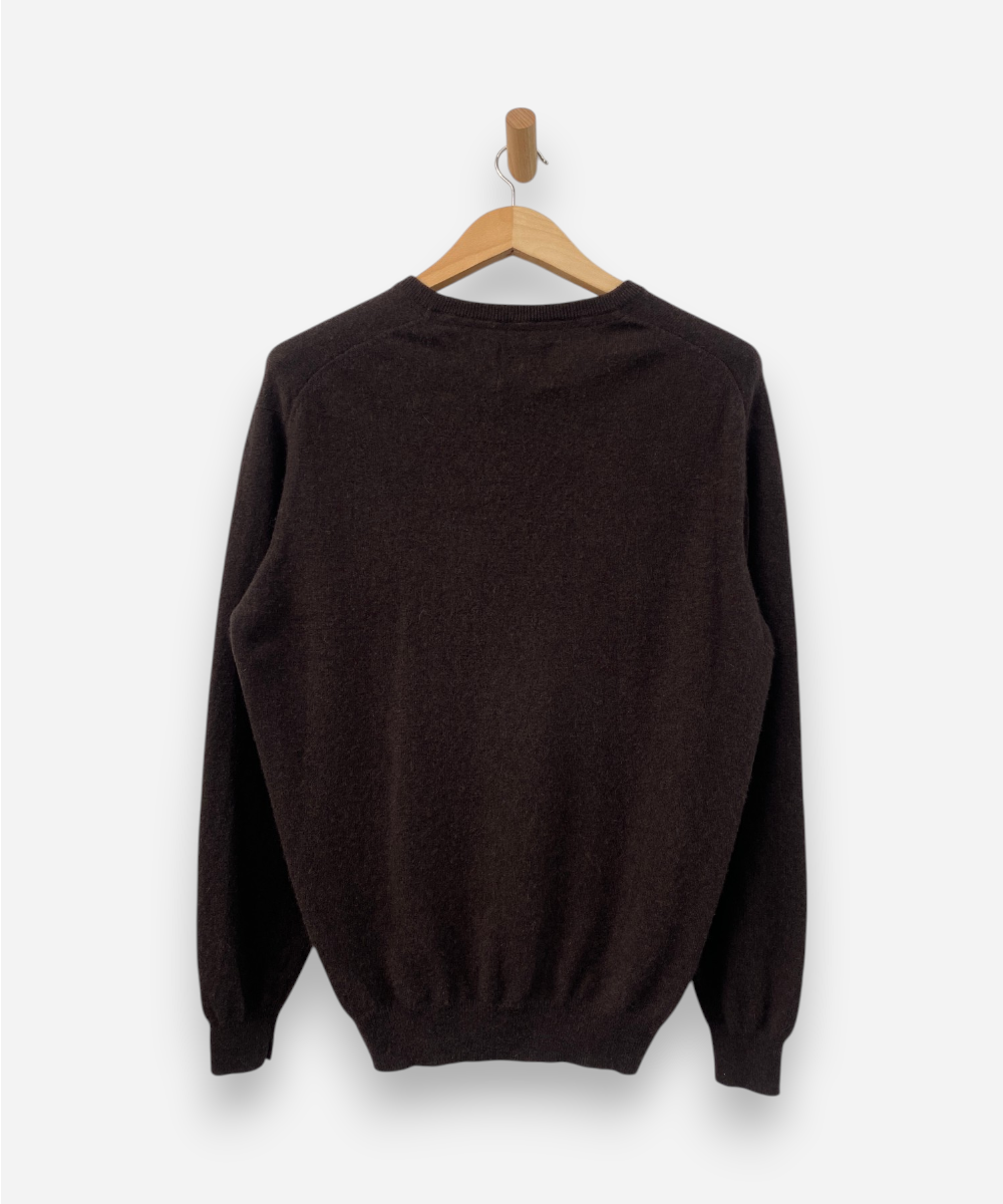 Brown Cashmere V Neck Jumper by Tom Rusborg