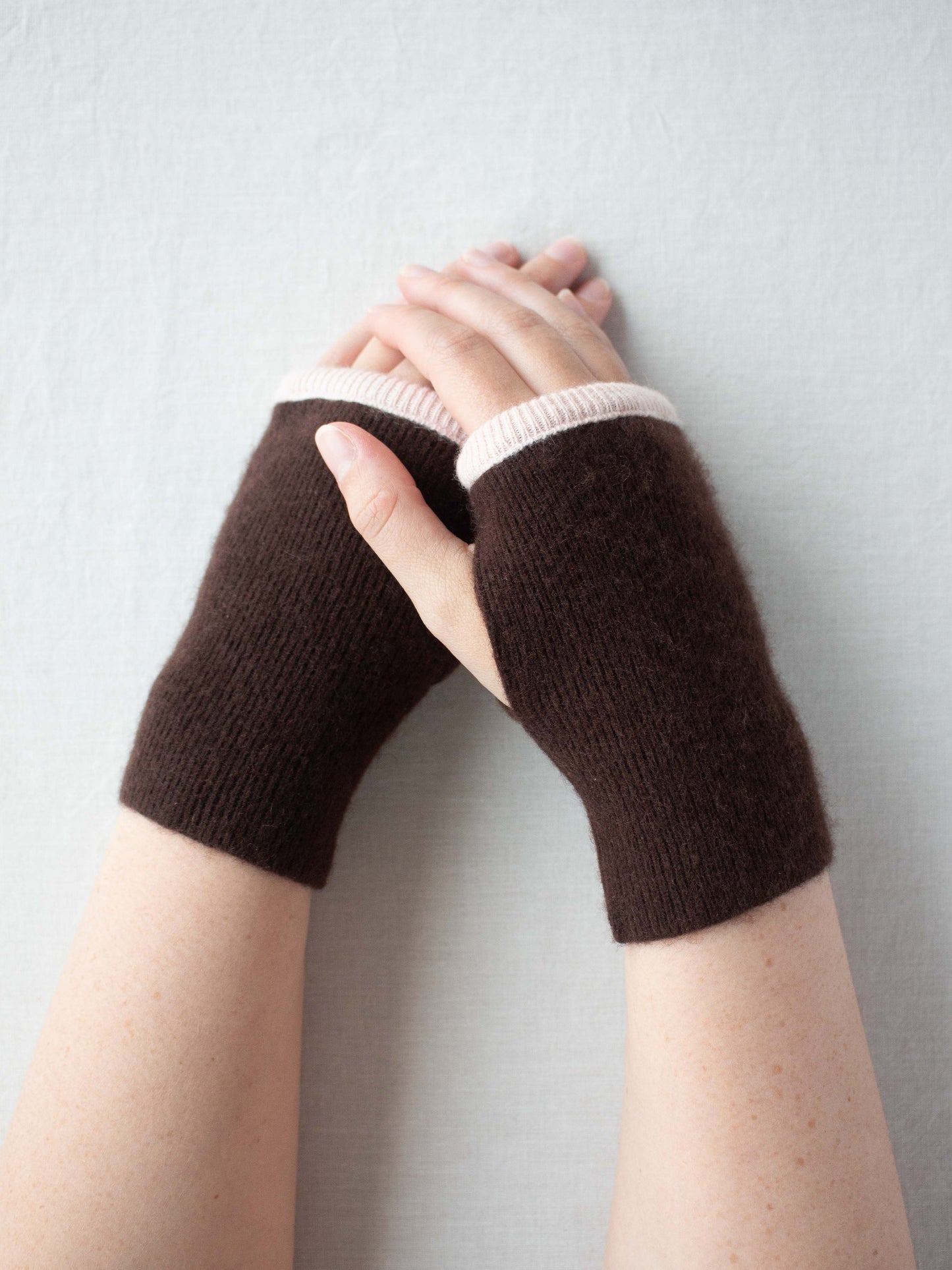 Recycled cashmere hand warmers