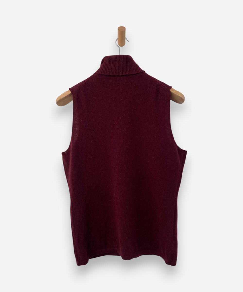 Burgundy Cashmere Roll Neck Vest by Lord and Taylor