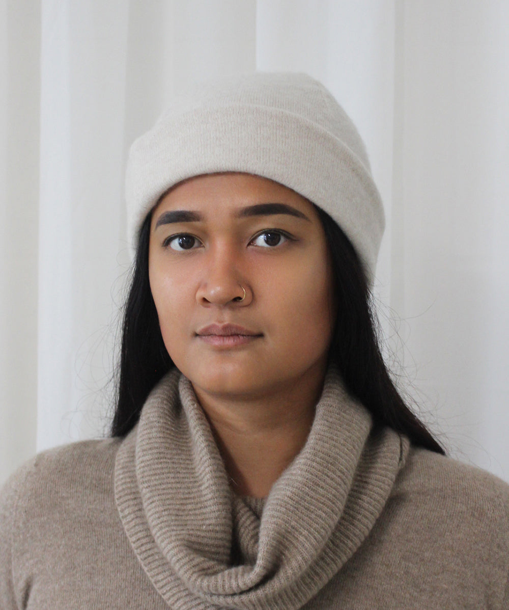 Recycled cashmere beanie hat