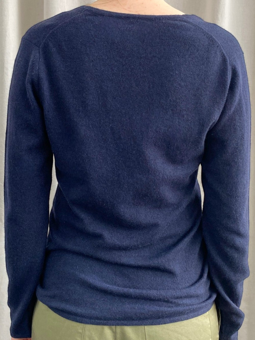 Dark Blue Cashmere V Neck Cardigan