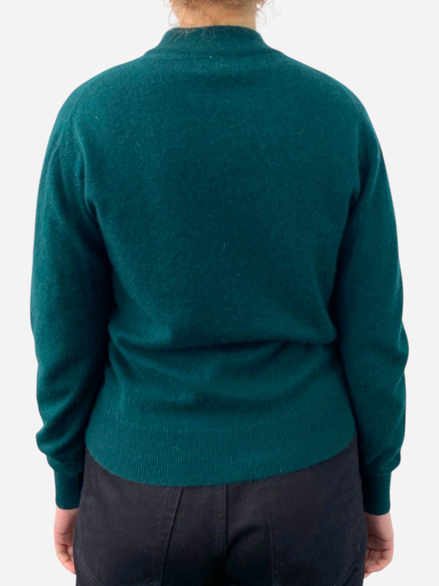 Dark Green Cashmere Mock Neck Jumper by White of Hawick