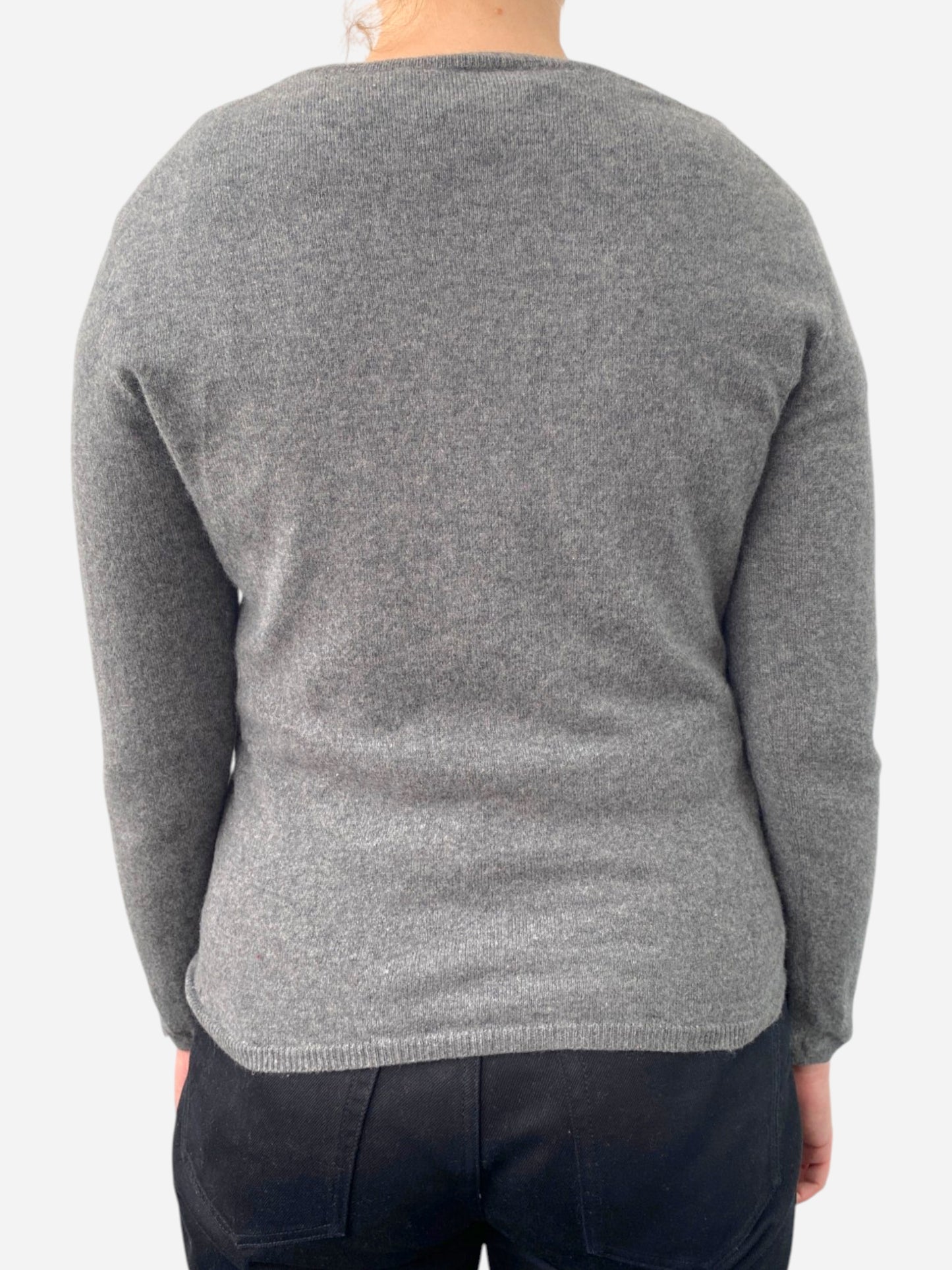 Dark Grey Cashmere Crew Neck Cardigan by Yorn