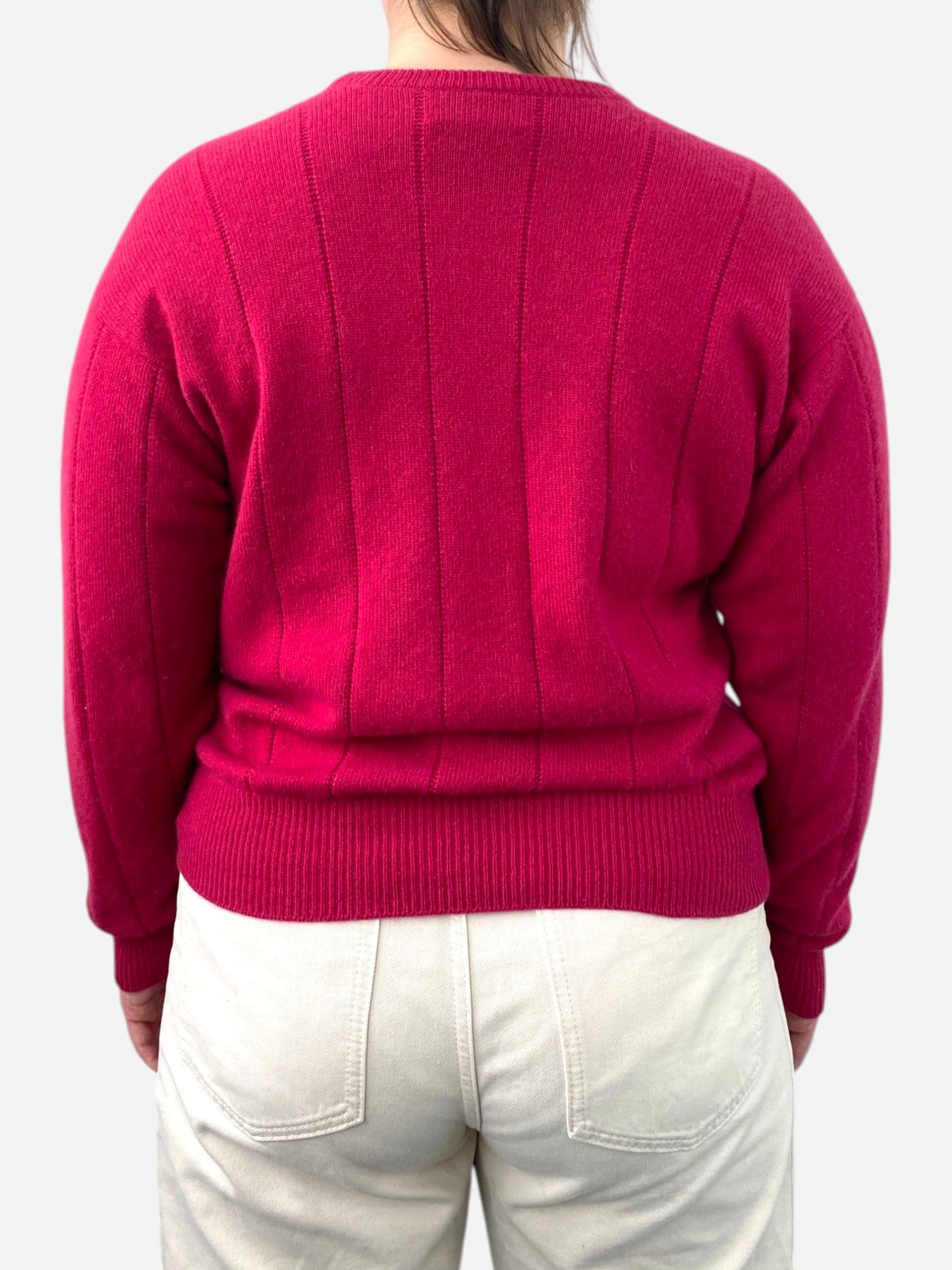 Dark Pink Cashmere Crew Neck Jumper by White of Hawick