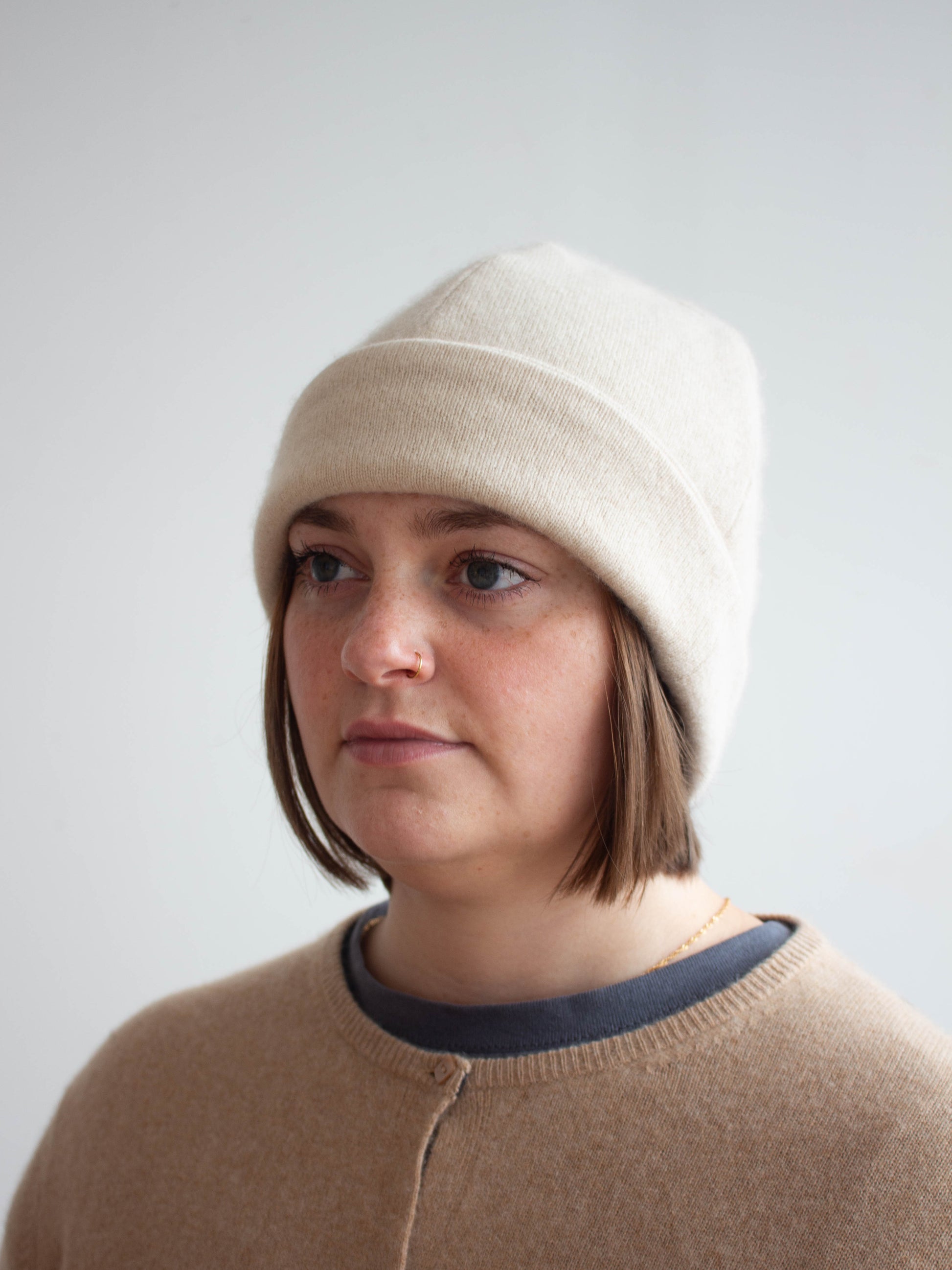 Recycled cashmere beanie hat