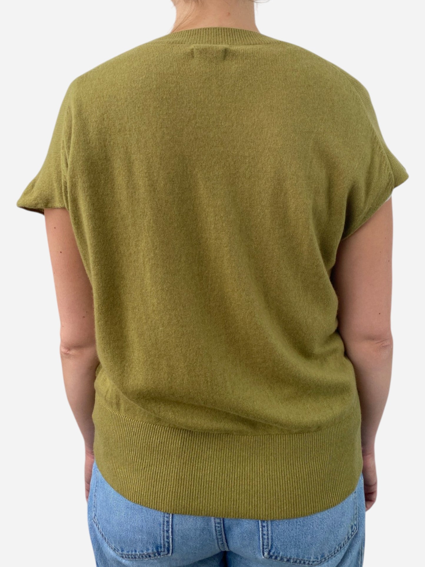 Green Cashmere V Neck Vest by Massimo Dutti