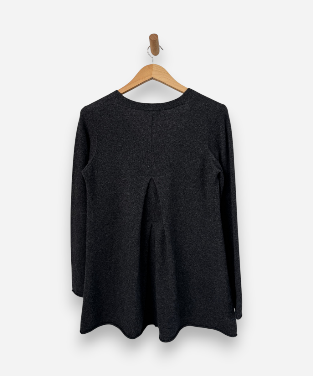 Grey Cashmere V Neck Long Jumper by Cash Ca