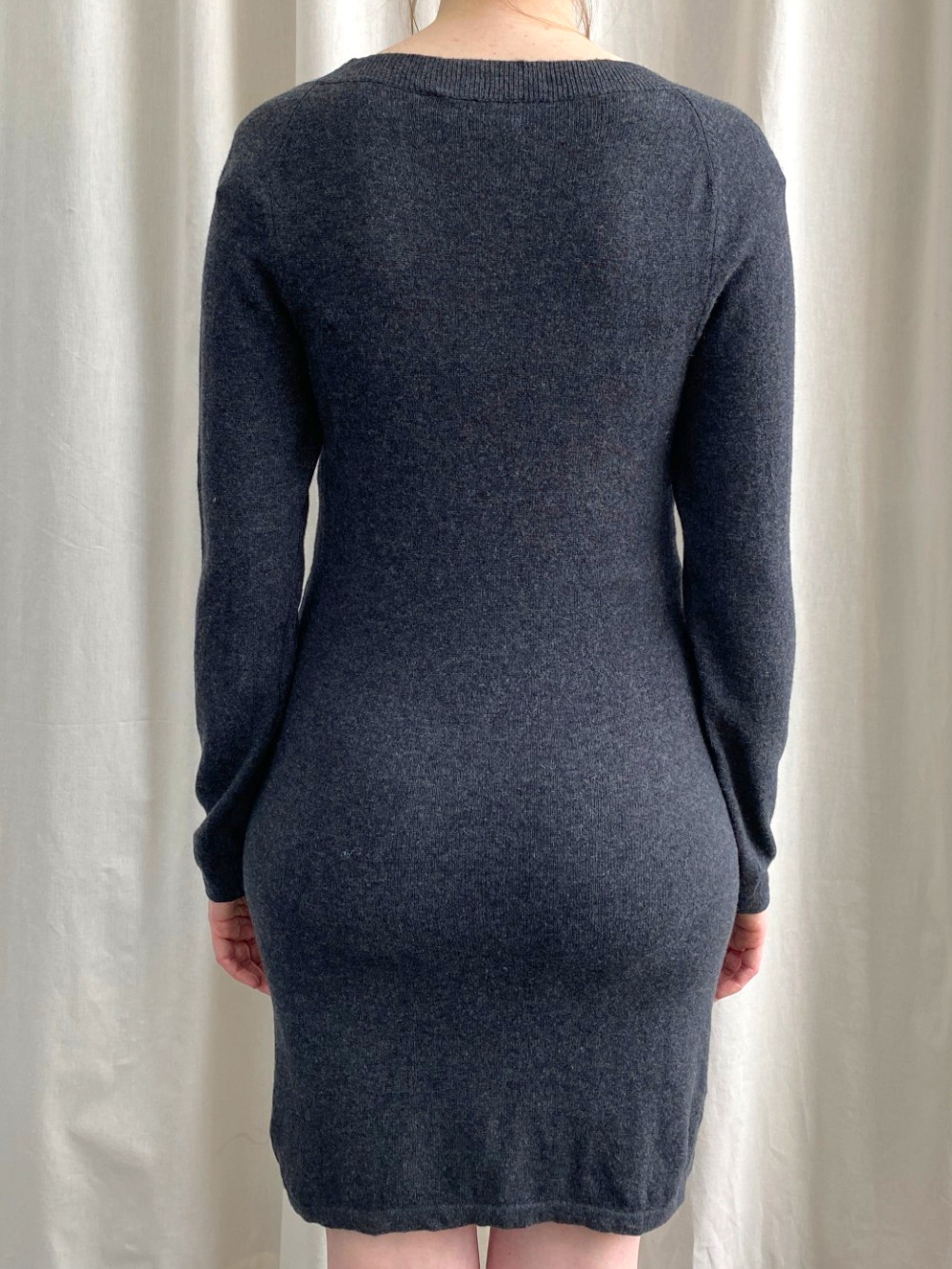 Grey Cashmere Round Neck Dress by CF