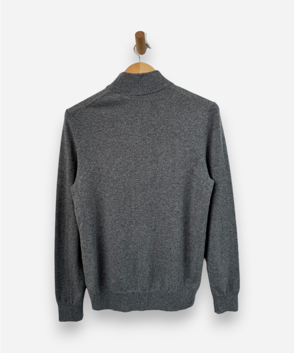 Grey Cashmere Half Zip Jumper