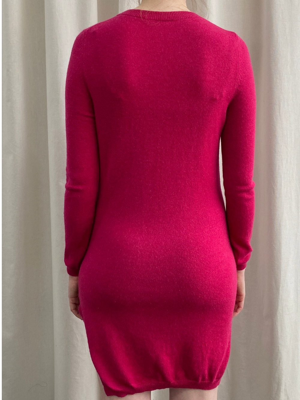Hot Pink Cashmere Crew Neck Dress
