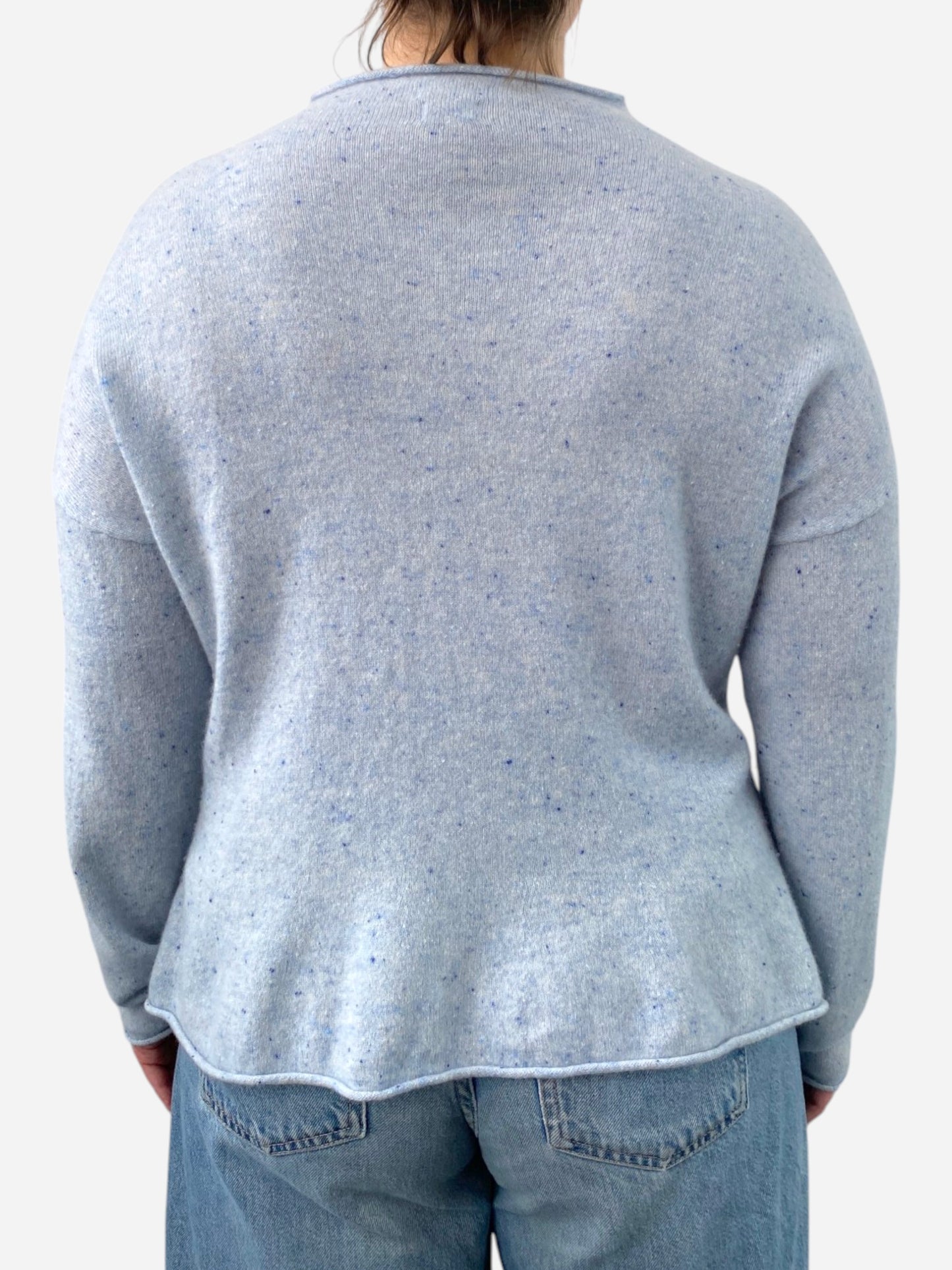 Light Blue Dappled Cashmere Mock Neck Jumper by Munrospun