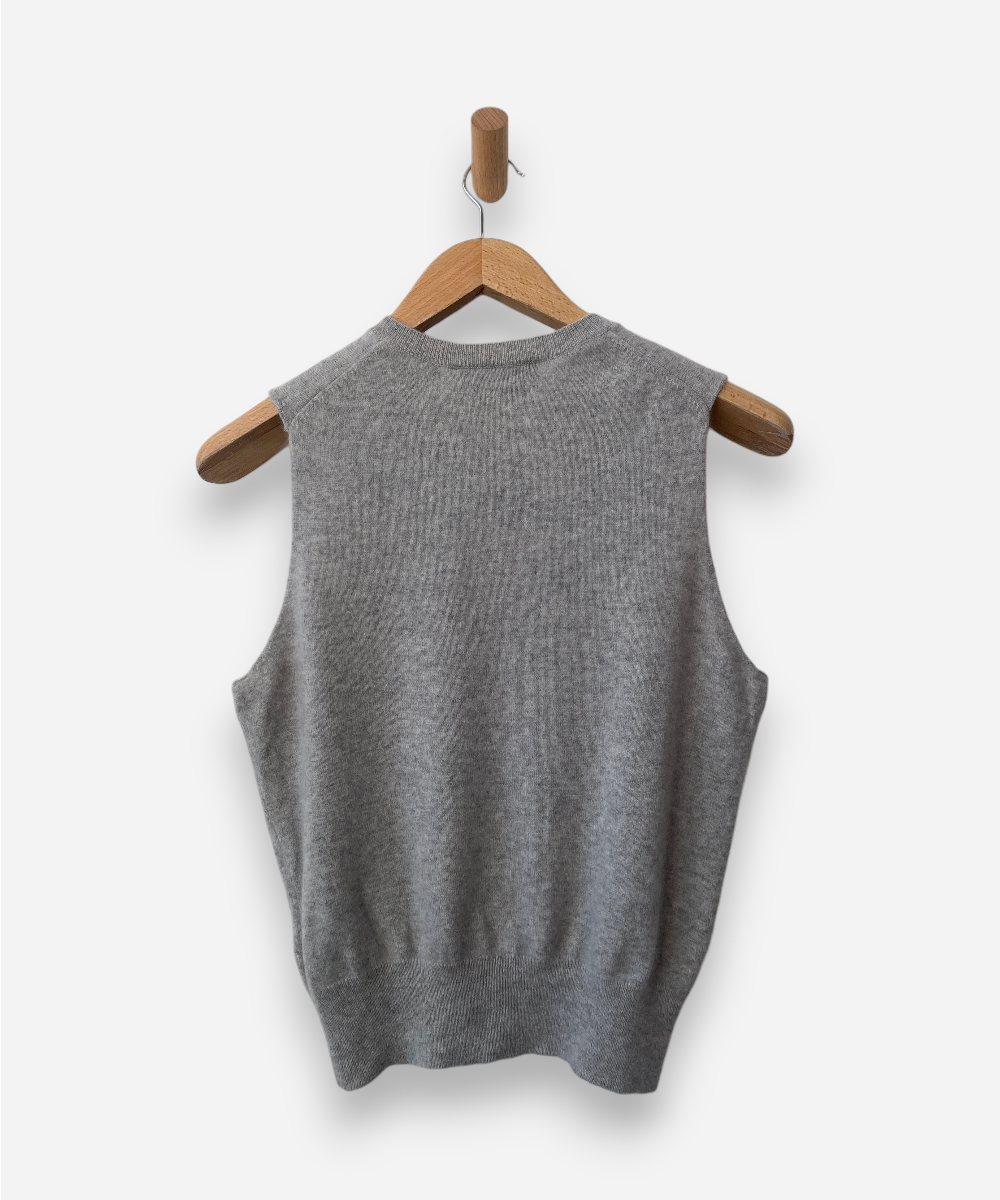 Light Grey Cashmere Crew Neck Button Up Vest by M&S