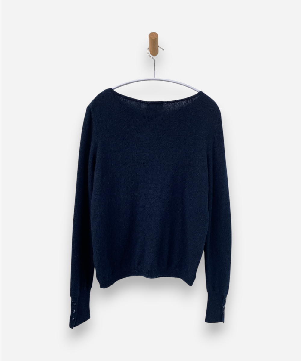 Navy Blue Cashmere Round Neck Jumper by Caroll Cashmere