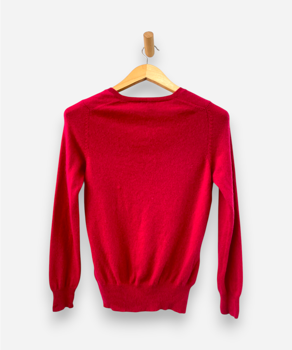 Pink Cashmere V Neck Jumper