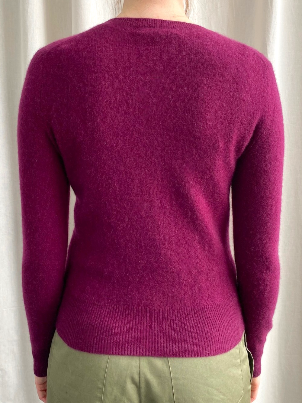 Plum Cashmere Crew Neck Cardigan by Lord and Taylor