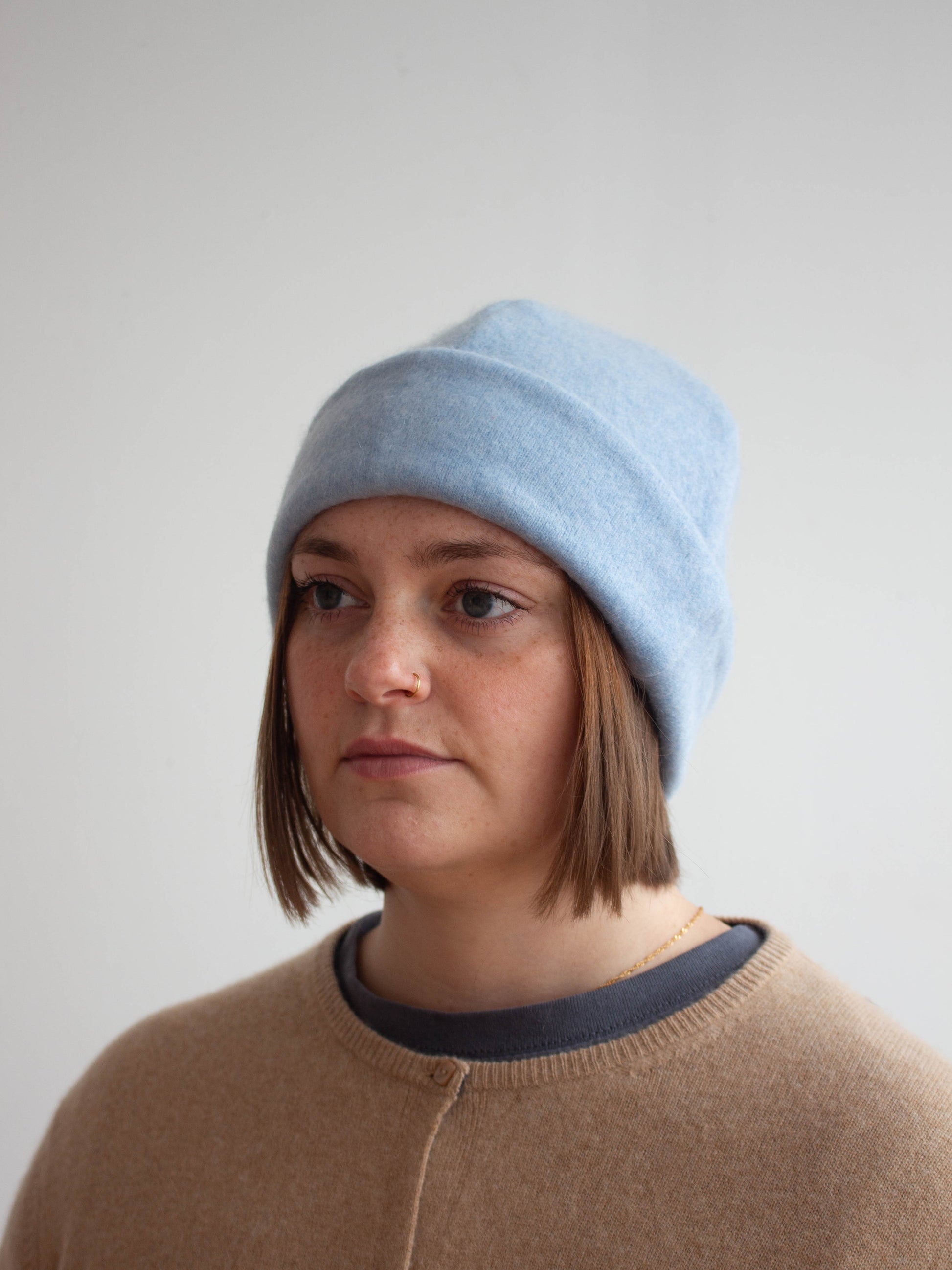 Recycled cashmere beanie hat