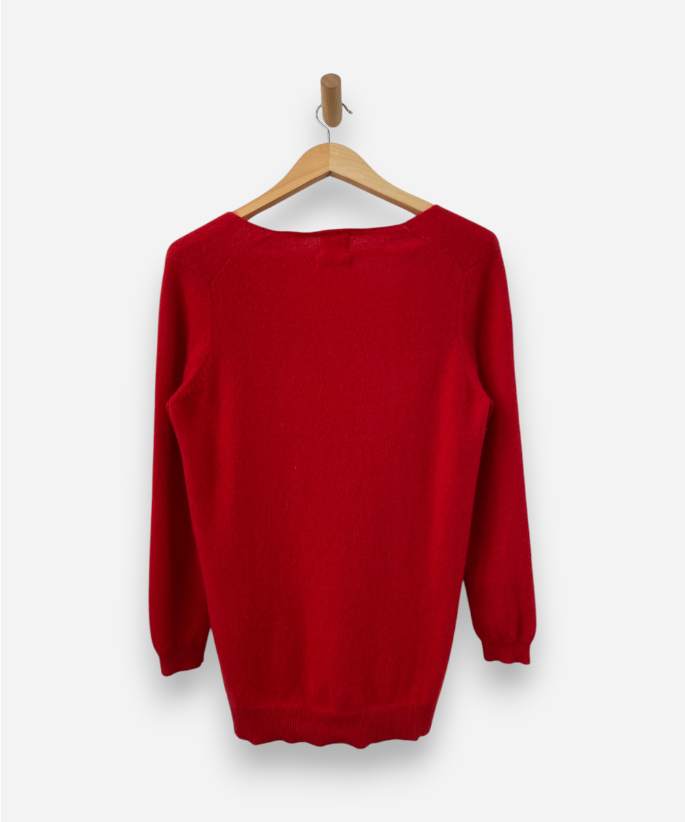 Red Cashmere Deep V Neck Tunic by Zara