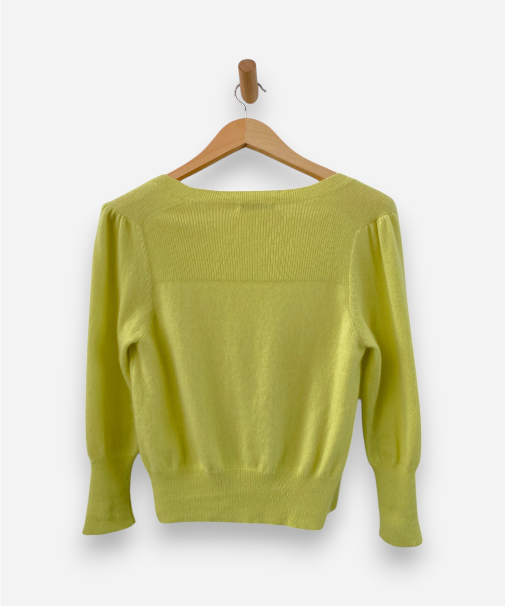 Yellow Cashmere Cropped V Neck Cardigan by M&S