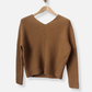 Brown Cashmere V Neck Jumper by Maje