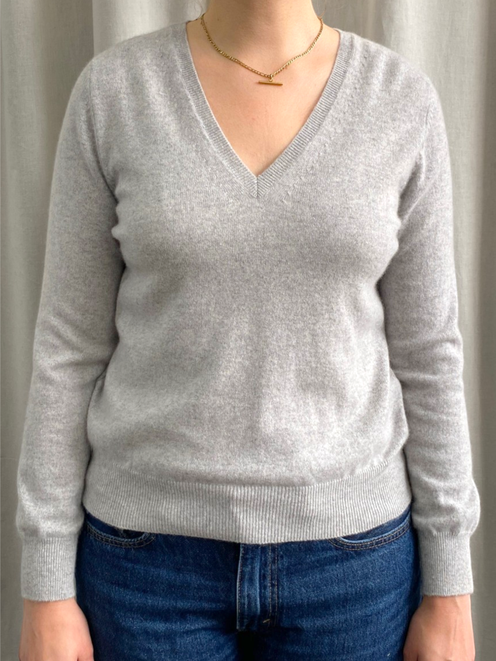 Grey Cashmere V Neck Jumper by M&S
