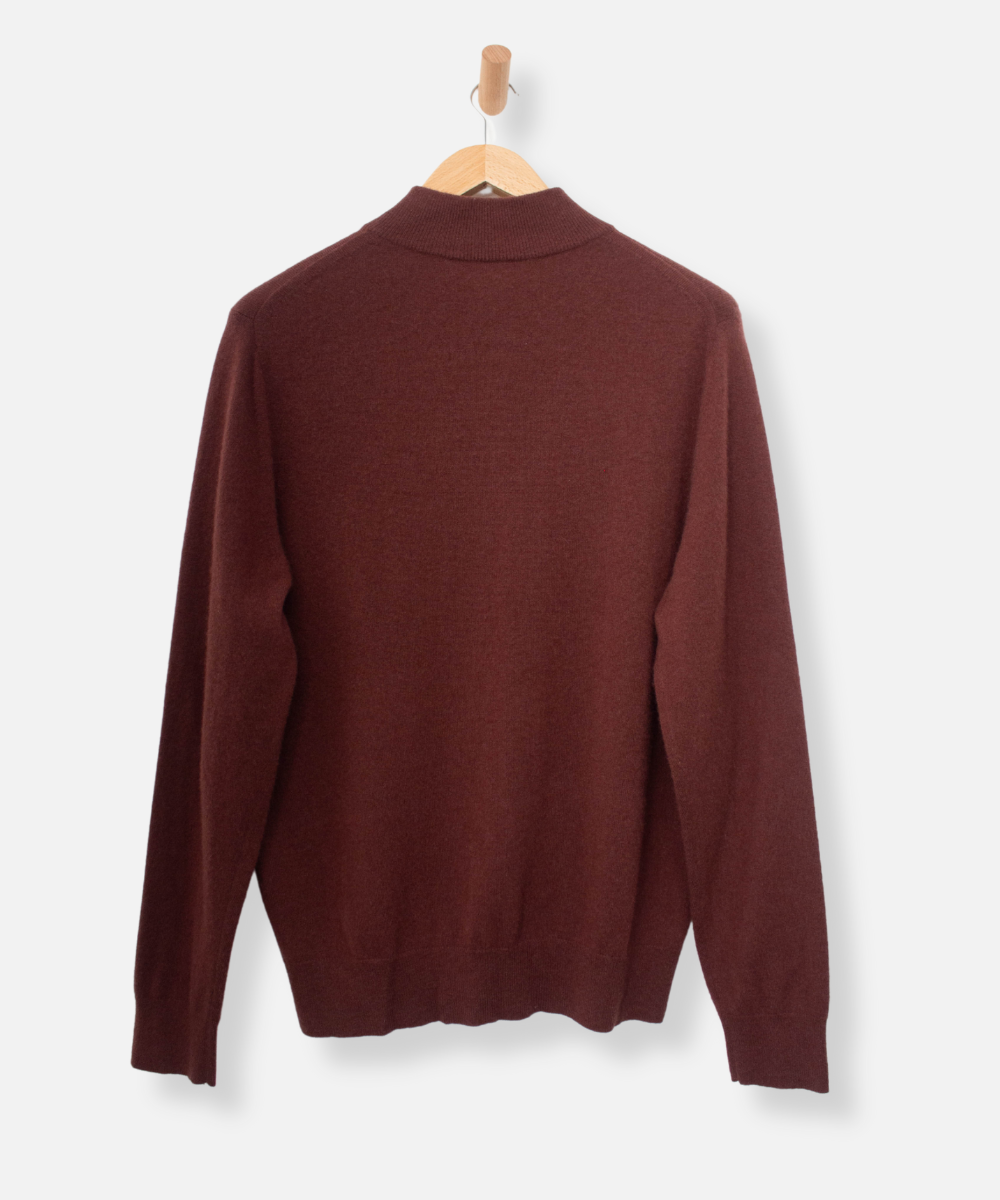 Brown Cashmere Zip Up Jumper    