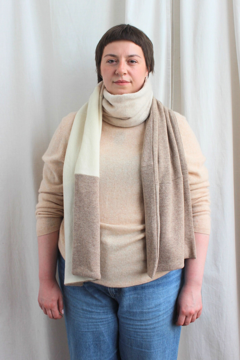 Big Reclaimed Cashmere Scarf | Neutral