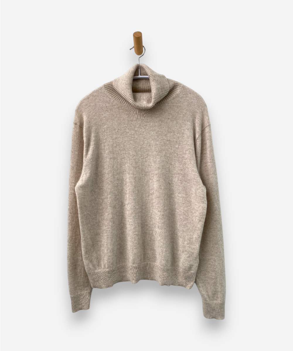 Beige Cashmere Roll Neck Jumper by M&S