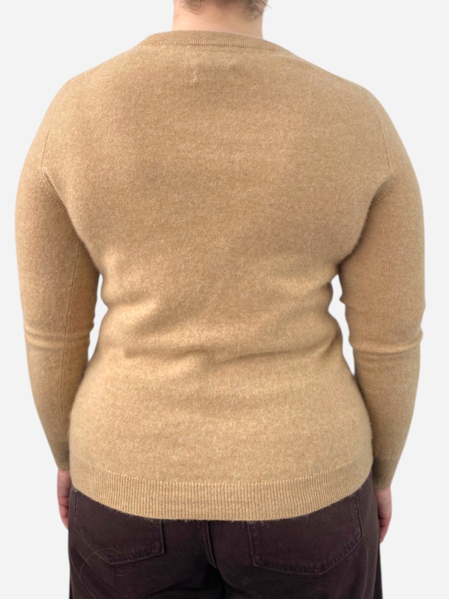 Beige Cashmere Crew Neck Cardigan by Galeria