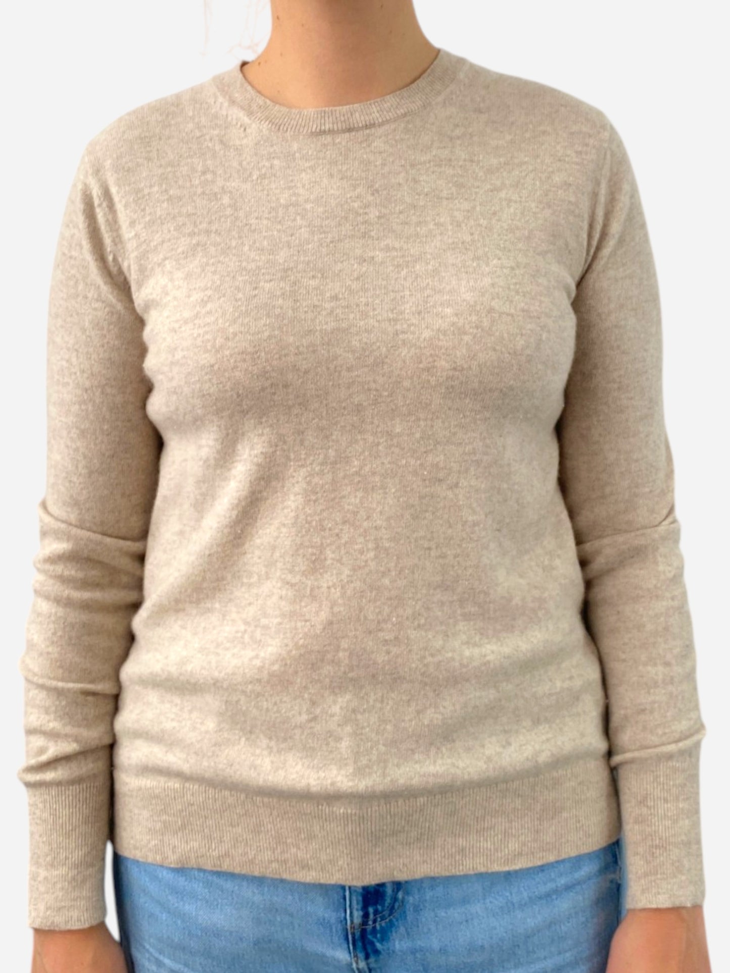 Beige Cashmere Crew Neck Jumper by Uniqlo