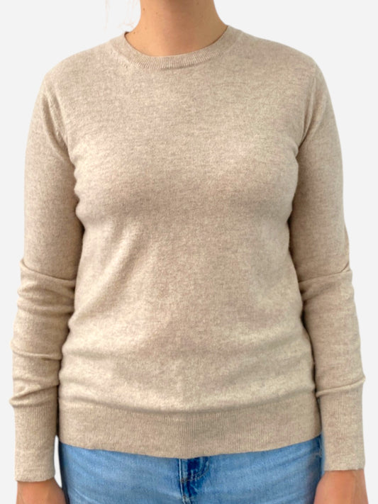Beige Cashmere Crew Neck Jumper by Uniqlo