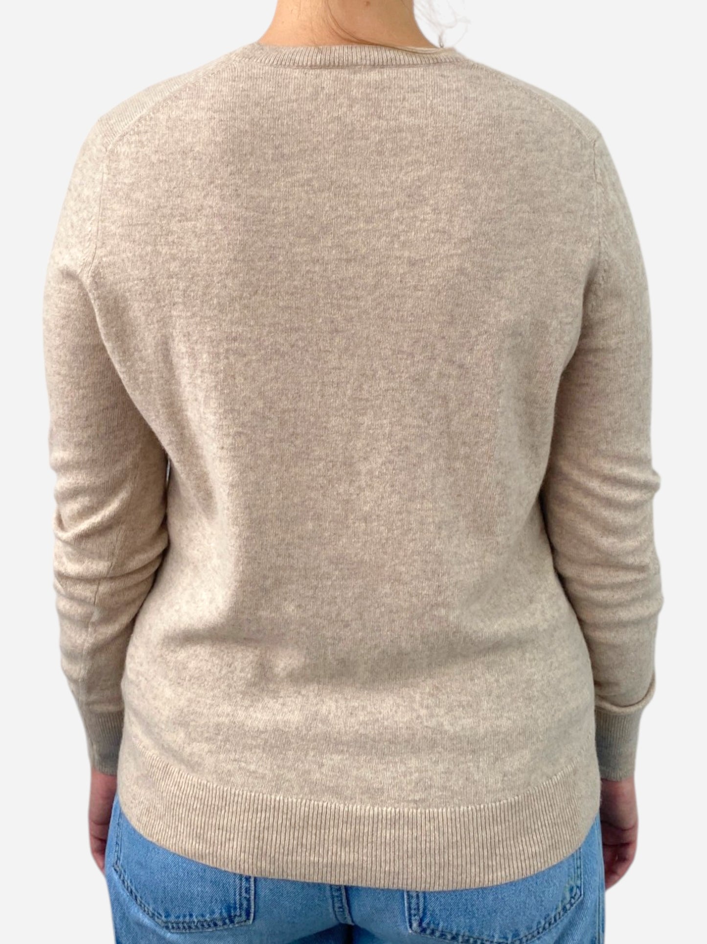Beige Cashmere Crew Neck Jumper by Uniqlo