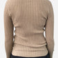 Beige Cashmere Ribbed Round Neck Jumper