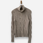 Beige Cashmere Roll Neck Chunky Cable Knit Jumper by Christopher Fischer