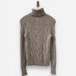 Beige Cashmere Roll Neck Chunky Cable Knit Jumper by Christopher Fischer