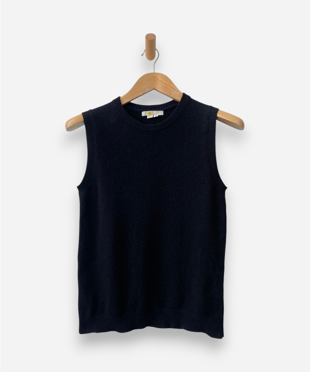 Black Cashmere Crew neck Vest by Boden