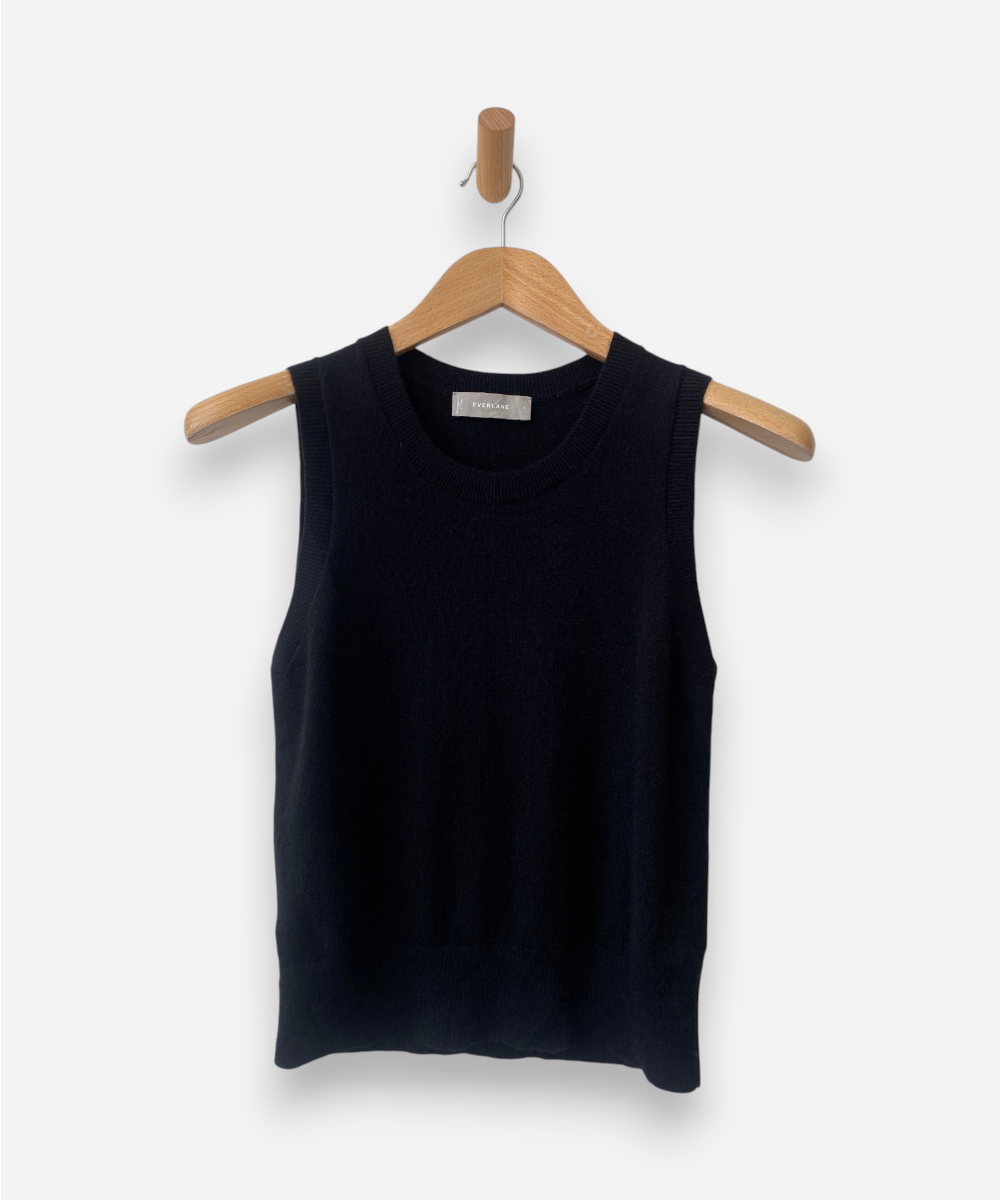 Black Cashmere Crew Neck Vest by Everlane