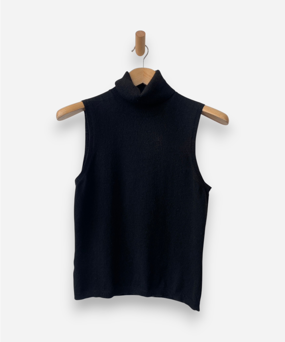 Black Cashmere Roll Neck Vest by Ann Taylor