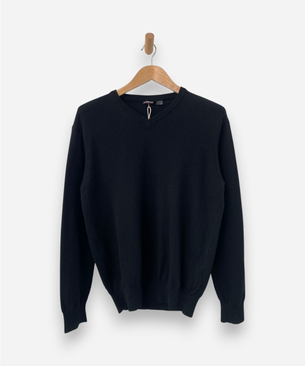 Black Cashmere V Neck Jumper by Livergy