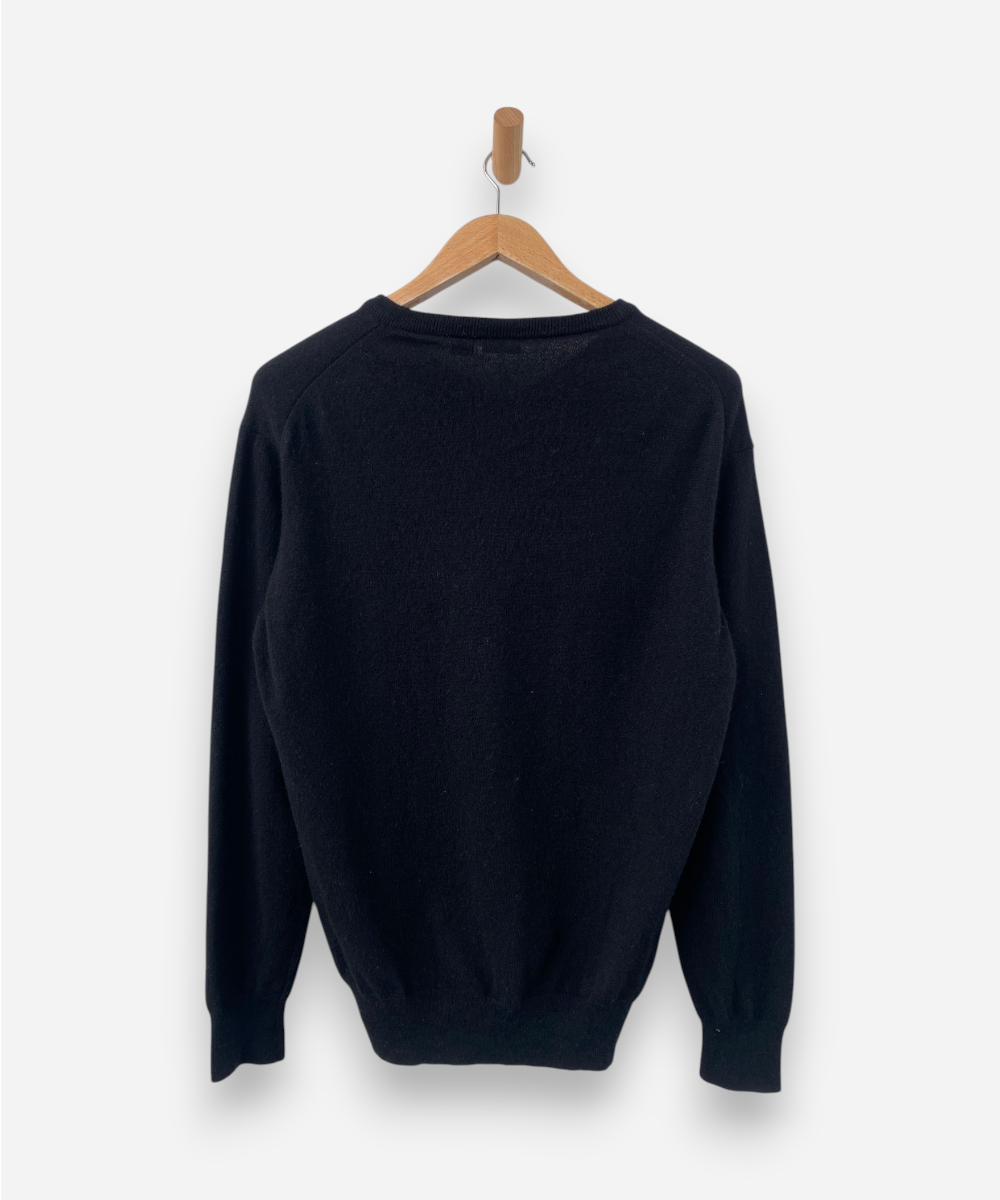 Black Cashmere V Neck Jumper by Livergy
