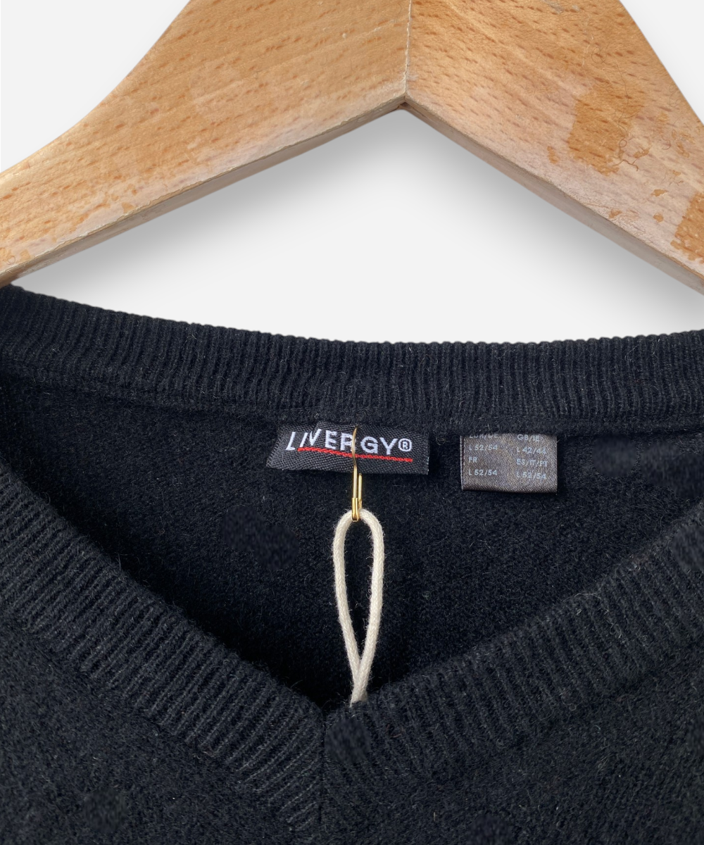 Black Cashmere V Neck Jumper by Livergy