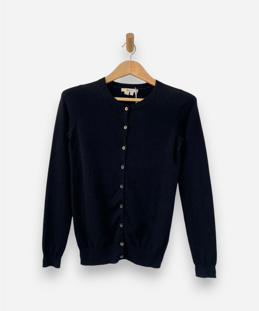 Black Cashmere Crew Neck Cardigan