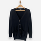 Black Cashmere Long V Neck Cardigan by Yorn